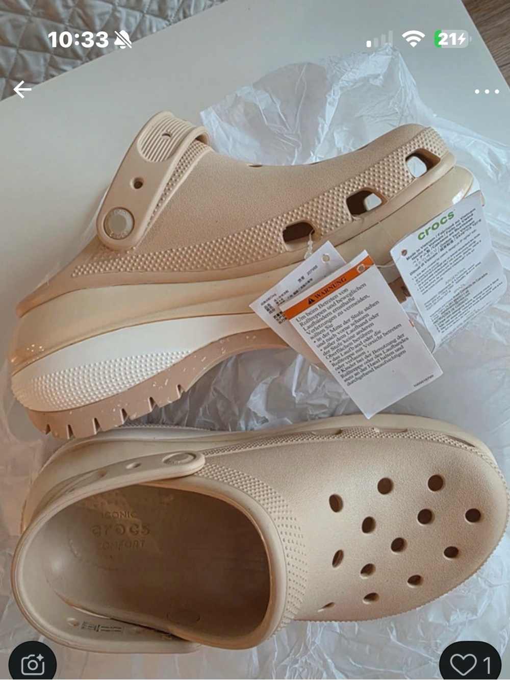 Crocs women’s  Classic Platform Clogs in Beige